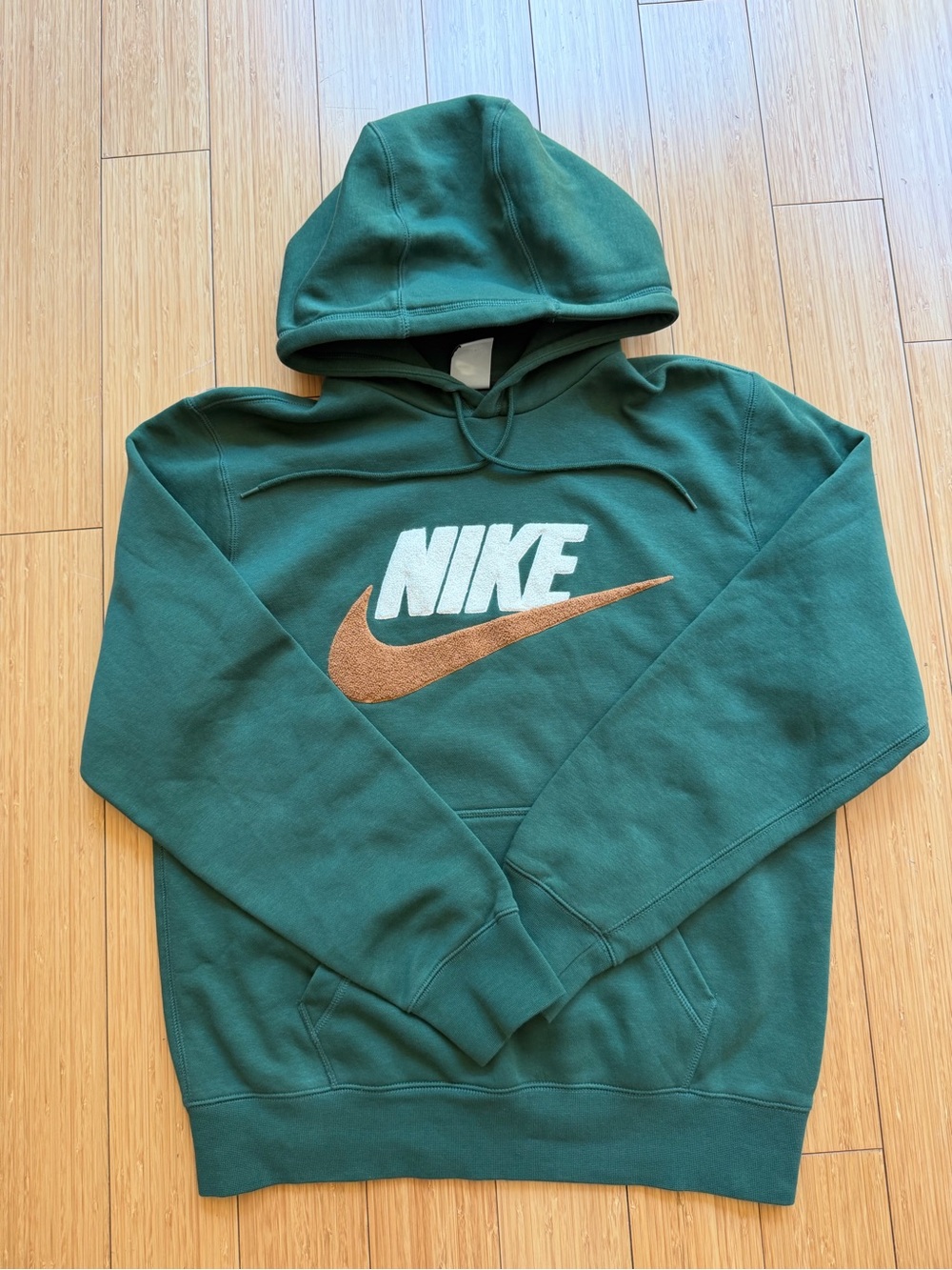 Nike Green Hoodie with White Logo and Copper Swoosh